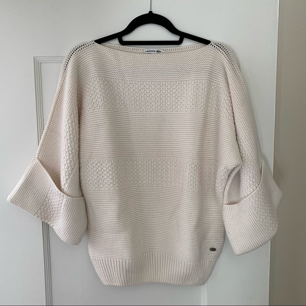 NWOT Lacoste Women’s Knit Sweater, off white, one size TU